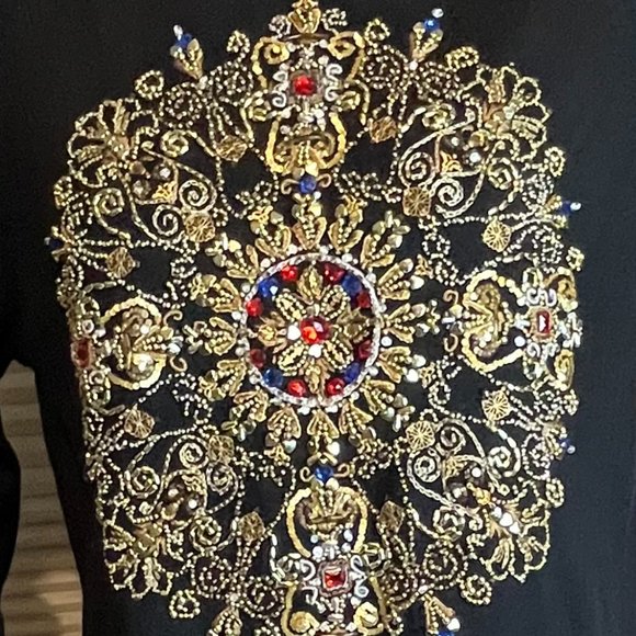 Michael Simon Silk Blend HOLIDAT sweater Pullover Gorgeous Party Bling SZ XL - Picture 6 of 6